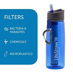 LifeStraw Go Water Filter Bottle with 2-Stage Integrated Filter Straw for Hiking, Backpacking, and Travel, Blue (LSGOV2CR45)